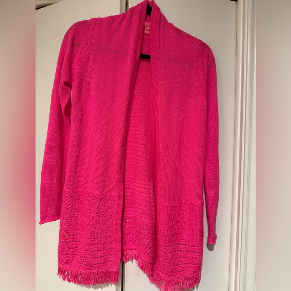 Lily Pulitzer Hot Pink Open-Front Sweater